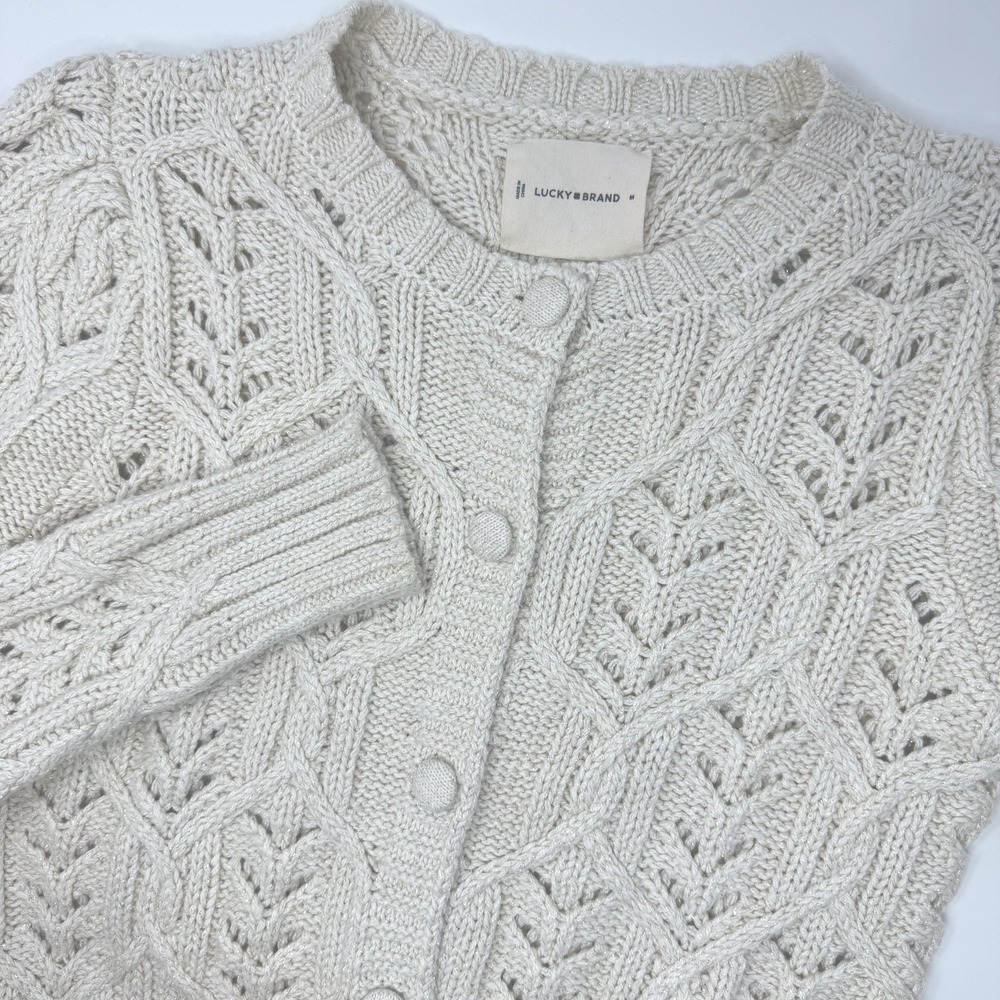 Lucky Brand Cream Cable Knit Cardigan